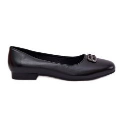 Eleganckie Baleriny Damskie Z Ozdobą Vinceza 62206 Czarne. Czarne baleriny damskie z aplikacjami, ze skóry, bez obcasa. Za 161.95 zł.