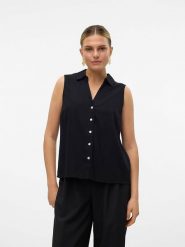 Vero Moda Bluzka w kolorze czarnym rozmiar: XS. Czarne bluzki damskie Vero Moda, xs, bez wzorów, bez kołnierzyka, bez ramiączek. Za 74.46 zł.