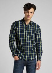 KOSZULA MĘSKA LEE RIDER SHIRT LEMON L856KRQG 112122573. Koszule męskie Lee, l, bez wzorów, bez kołnierzyka, bez ramiączek. Za 129.99 zł.