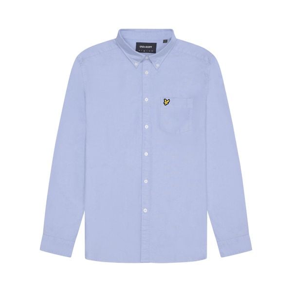 Koszula Lyle & Scott Plain. Niebieskie koszule męskie LYLE AND SCOTT, m, bez wzorów, z bawełny, bez kołnierzyka, bez ramiączek. Za 310.30 zł.