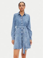 Tommy Jeans Sukienka jeansowa Chambray DW0DW19813 Niebieski Regular Fit. Niebieskie sukienki damskie Tommy Jeans, s, bez wzorów, z bawełny, bez kołnierzyka, bez ramiączek. Za 599.99 zł.