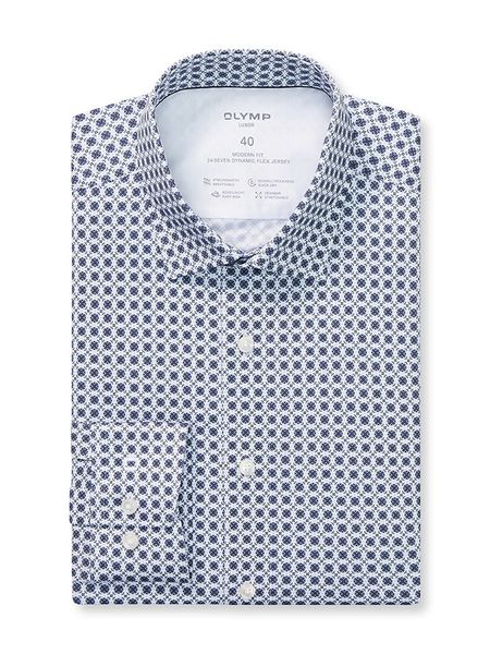 OLYMP Koszula - "Luxor" - Modern fit - w kolorze granatowo-białym rozmiar: 42. Białe koszule męskie Olymp, bez wzorów, z bawełny, bez kołnierzyka, bez ramiączek. Za 170.07 zł.