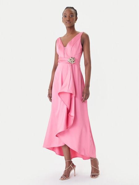Rinascimento Sukienka koktajlowa CFC0127853003 Różowy jasny Slim Fit. Czerwone sukienki damskie RINASCIMENTO, xs, bez wzorów, z syntetyku, wizytowe, bez kołnierzyka, bez ramiączek. Za 649.99 zł.