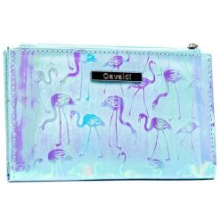 Duży portfel damski wykonany ze skóry ekologicznej w błękitnym kolorze ze wzorem we flamingi 4U Cavaldi CHWJ-10. Niebieskie portfele damskie 4U Cavaldi, bez wzorów, ze skóry ekologicznej. Za 29.99 zł.