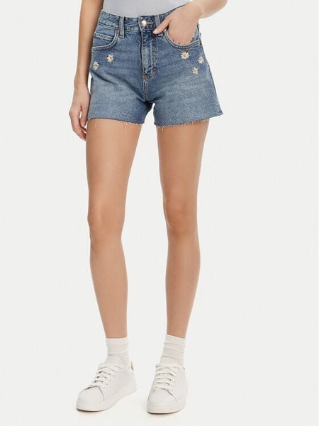 Lee Szorty jeansowe Rider 112363785 Niebieski Straight Fit. Niebieskie szorty damskie Lee, bez wzorów, z bawełny. Za 159.99 zł.