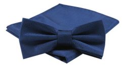 Mucha Męska z Poszetką w Zestawie - Alties - Jasny Granat. Niebieskie krawaty i muchy męskie Alties, bez wzorów, eleganckie. Za 54.00 zł.