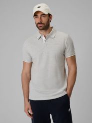 4F Koszulka polo regular męska - szara L. Szare koszulki polo męskie 4f, l, bez wzorów, z bawełny, bez ramiączek. Za 99.99 zł.