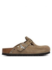 Birkenstock Klapki Boston Rivet 1030418 Beżowy. Brązowe klapki damskie Birkenstock, bez wzorów, ze skóry, bez obcasa. Za 809.99 zł.