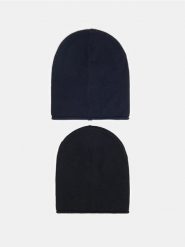 Czapki beanie z wiskozą 2 pack - granatowy. Niebieskie czapki męskie Sinsay, bez wzorów, z wiskozy. Za 25.99 zł.
