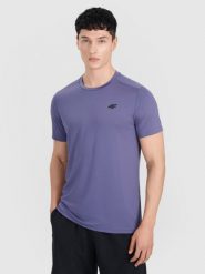 4F Koszulka treningowa szybkoschnąca męska - niebieska M. Niebieskie t-shirty sportowe męskie 4f, m, z elastanu, bez ramiączek, na fitness i siłownię. Za 79.99 zł.