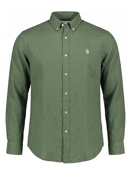 U.S. Polo Assn. Koszula w kolorze oliwkowym rozmiar: M. Brązowe koszule męskie U.S. Polo Assn., m, bez wzorów, bez kołnierzyka, bez ramiączek. Za 189.95 zł.