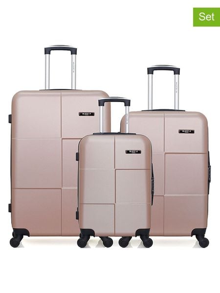 BlueStar 3-częściowy zestaw "Miami" w kolorze jasnoróżowym rozmiar: onesize. Różowe walizki Bluestar, bez wzorów, z materiału. Za 565.99 zł.