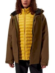 Berghaus Kurtka funkcyjna 3w1 "Hillwalker 2.0" w kolorze żółto-jasnobrązowym rozmiar: 50. Brązowe kurtki outdoor męskie Berghaus, bez wzorów, bez kaptura. Za 817.99 zł.