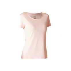 Koszulka krótki rękaw Gym & Pilates regular 500 damska. Niebieskie bluzki sportowe damskie DOMYOS, xl, bez wzorów, z bawełny, bez kołnierzyka. Za 19.99 zł.