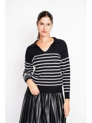 William de Faye Sweter w kolorze czarno-białym rozmiar: 42. Czarne swetry klasyczne damskie William De Faye, bez kołnierzyka. Za 95.99 zł.