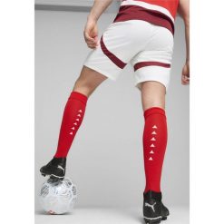 Męska replika spodenek do piłki nożnej reprezentacji Szwajcarii PUMA. Białe szorty męskie Puma, bez wzorów, sportowe. W wyprzedaży za 179.00 zł.