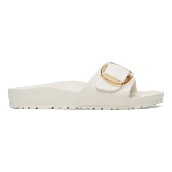 BIRKENSTOCK Madrid Big Buckle EVA Eggshell Klapki damskie. Białe klapki damskie Birkenstock, bez wzorów, z materiału, bez obcasa. Za 199.99 zł.