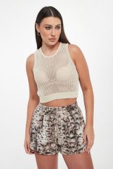 Top damski ażurowy Morus PINKO. Topy damskie Pinko, xs, w ażurowe wzory, bez kołnierzyka. Za 859.00 zł.