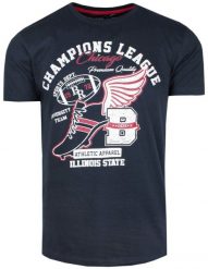 T-Shirt Bawełniany Granatowy z Nadrukiem, Champions League CHICAGO Okrągły Dekolt -BRAVE SOUL. Niebieskie t-shirty męskie Brave Soul, l, bez wzorów, z bawełny, bez kołnierzyka. Za 65.00 zł.