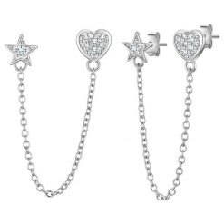 Glanzstücke München Kolczyki Serce/gwiazda z Srebro wysokiej próby w Srebrny 1 ct Damski. Szare kolczyki damskie Glanzstücke München, z cyrkonią, srebrne, na sztyftcie. Za 129.99 zł.