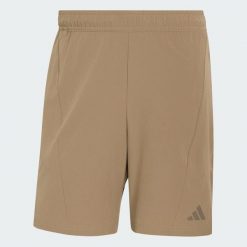 Szorty Designed for Training Workout. Zielone szorty męskie Adidas, z elastanu, bez kołnierzyka. Za 199.00 zł.