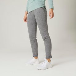 Spodnie dresowe damskie Domyos Gym & Pilates 500 slim. Szare spodnie sportowe damskie DOMYOS, l, z bawełny, na fitness i siłownię. Za 59.99 zł.