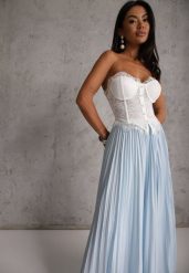 Niebieska Spódnica High Waist Zdobiona Drobnym Plisowaniem Aniope. Niebieskie spódniczki damskie Renee, m, z aplikacjami, casualowe, z podwyższonym stanem, maxi, dopasowane. Za 119.99 zł.