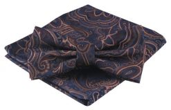 Mucha Męska z Poszetką - Alties - Odcienie Brązu, Duży Wzór. Krawaty i muchy męskie Alties, bez wzorów, eleganckie. Za 54.00 zł.