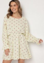 Żółta Bawełniana Sukienka w Paski z Kokardkami Xalriti. Żółte sukienki damskie Born2be, na co dzień, bez wzorów, z bawełny, eleganckie, bez kołnierzyka, bez ramiączek, mini. W wyprzedaży za 111.99 zł.