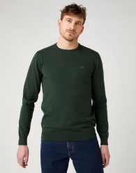 WRANGLER CREW KNIT MĘSKI SWETER KLASYCZNY DEEP FOREST W8A02PG08 112141655. Swetry męskie Wrangler, m, bez wzorów, bez kołnierzyka. Za 139.99 zł.
