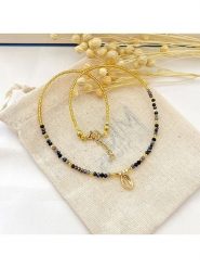 Atelier MIU Pozłacany naszyjnik z elementem ozdobnym - dł. 38 cm rozmiar: onesize. Czarne naszyjniki damskie atelier MIU, pozłacane. Za 30.99 zł.