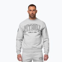 Bluza męska Pitbull Badger Crewneck. Szare bluzy bez kaptura męskie PITBULL, bez wzorów, z bawełny, eleganckie, bez kołnierzyka, bez ramiączek. Za 239.99 zł.