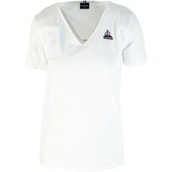 T-shirt do tenisa damski ESS Tee SS Col V N°1 W. Białe t-shirty damskie Le Coq Sportif, xs, bez wzorów, z bawełny, bez kołnierzyka. W wyprzedaży za 108.10 zł.