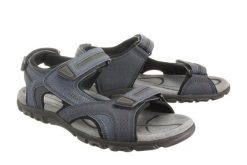 GEOX U8224D S.STRADA D 0BC50 C4422 navy/dk grey, sandały męskie. Szare sandały męskie Geox, bez zapięcia. Za 303.92 zł.