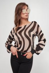 Sweter damski ze wzorem LIU JO. Swetry klasyczne damskie Liu Jo, s, bez kołnierzyka. W wyprzedaży za 531.30 zł.