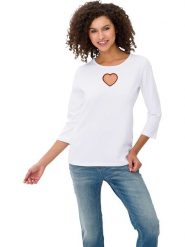 Heine Koszulka w kolorze białym rozmiar: 40. Białe t-shirty damskie Heine, bez wzorów, bez kołnierzyka. Za 70.08 zł.