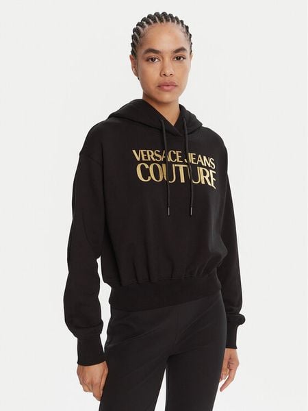 Versace Jeans Couture Bluza 79HAIT02 CF01T Czarny Regular Fit. Czarne bluzy bez kaptura damskie Versace Jeans Couture, m, z bawełny. Za 539.00 zł.