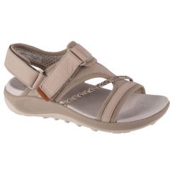 Sandały damskie, Terran 4 Backstrap W Sandal. Brązowe obuwie trekkingowe damskie MERRELL, bez wzorów, ze skóry, bez obcasa. Za 349.99 zł.