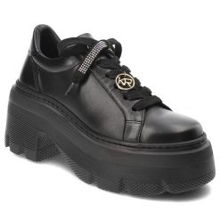 Czarne Półbuty Karino Obuwie Damskie Na Solidnej Platformie. Czarne półbuty damskie Karino, bez wzorów, z jeansu, eleganckie, bez obcasa, na obcasie. Za 549.00 zł.