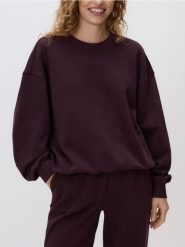Bawełniana bluza - mahoniowy. Brązowe bluzy bez kaptura damskie Reserved, l, z bawełny. Za 119.99 zł.