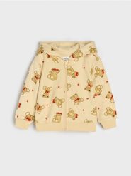 Bluza z kapturem w misie - kremowy. Białe bluzy i bluzki niemowlęce Sinsay, bez wzorów, bez ramiączek, z kapturem. Za 19.99 zł.