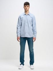 BIG STAR Koszula - Regular fit - w kolorze błękitnym rozmiar: M. Niebieskie koszule męskie Big Star, m, bez wzorów, z bawełny, bez kołnierzyka, bez ramiączek. Za 169.99 zł.