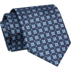 Krawat - ALTIES - Niebiesko Granatowy, Geometryczny Wzór. Niebieskie krawaty i muchy męskie Alties, bez wzorów, z tkaniny, eleganckie. Za 49.00 zł.
