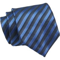 Klasyczny Krawat, Granatowo-Niebieski w Paski, Prążki, Męski, 7cm -Angelo di Monti. Niebieskie krawaty i muchy męskie Angelo di Monti, bez wzorów, z tkaniny, eleganckie. Za 45.00 zł.