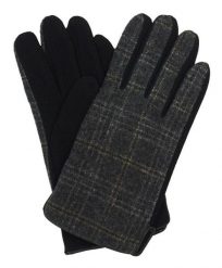 Grafitowo-Carne Męskie Eleganckie Rękawiczki -Pako Jeans- Jesienno-Zimowe, Materiałowe w Kratkę. Szare rękawiczki męskie Pako Jeans, na zimę, bez wzorów, z jeansu. Za 47.00 zł.