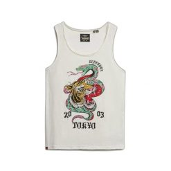 Top bez rękawów z odkrytymi ramionami dla kobiet Superdry Neo Trad Tattoo. Białe topy damskie Superdry., bez wzorów, bez kołnierzyka. Za 136.55 zł.