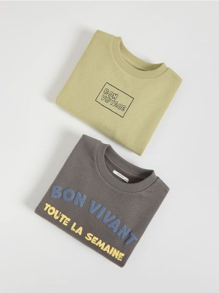 Bawełniana bluza 2 pack - ciemnoszary. Szare bluzy i bluzki niemowlęce Reserved, bez wzorów, z bawełny, bez ramiączek, bez kaptura. Za 69.99 zł.