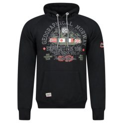 Bluza męska Geographical Norway GEXPE BLACK, czarna. Czarne bluzy z kapturem męskie Geographical Norway, m, z bawełny. Za 169.00 zł.