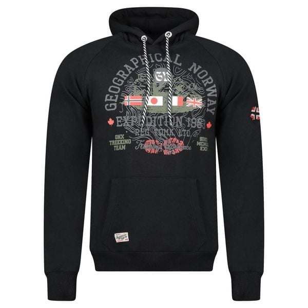 Bluza męska Geographical Norway GEXPE BLACK czarna na zamek. Czarne bluzy z kapturem męskie Geographical Norway, m, z bawełny. Za 169.00 zł.