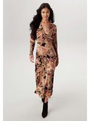 Aniston Sukienka w kolorze jasnobrązowym ze wzorem rozmiar: 44. Brązowe sukienki damskie Aniston, bez wzorów, z wiskozy, bez kołnierzyka, bez ramiączek, maxi, kopertowe. Za 82.99 zł.